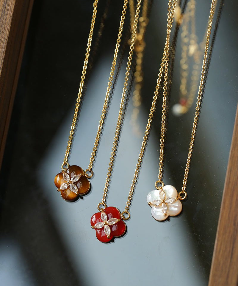 Lucky Clover Natural Stone Necklace - floysun