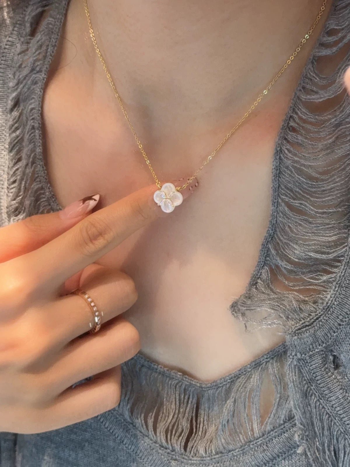 Lucky Clover Natural Stone Necklace - floysun