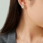 Lucky Clover Natural Stone Stud Earrings - floysun