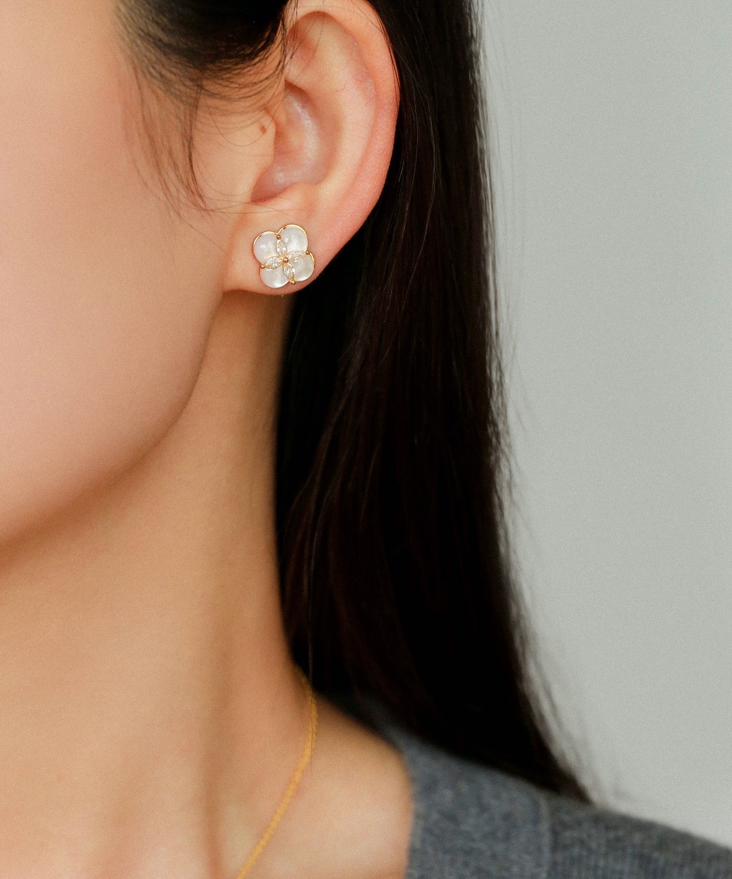 Lucky Clover Natural Stone Stud Earrings - floysun