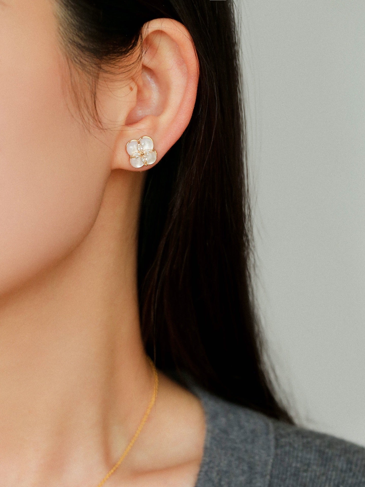 Lucky Clover Natural Stone Stud Earrings - floysun