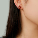 Lucky Clover Natural Stone Stud Earrings - floysun