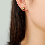 Lucky Clover Natural Stone Stud Earrings - floysun