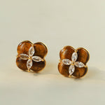 Lucky Clover Natural Stone Stud Earrings - floysun