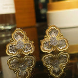 Lucky Clover Opera Heart Honeycomb Stud Earrings - floysun