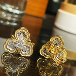 Lucky Clover Opera Heart Honeycomb Stud Earrings - floysun