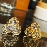 Lucky Clover Opera Heart Honeycomb Stud Earrings - floysun