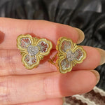 Lucky Clover Opera Heart Honeycomb Stud Earrings - floysun