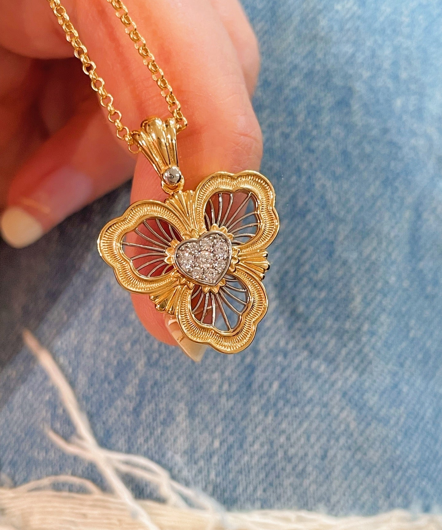 Lucky Clover Opera Heart Necklace - floysun