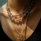 Lucky Four - leaf Clover Labradorite Charm Necklace - floysun