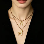 Lucky Horse & Horseshoe 2Pcs Cord Necklace Set | Meaningful Stackable Choker - floysun