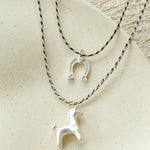 Lucky Horse & Horseshoe 2Pcs Cord Necklace Set | Meaningful Stackable Choker - floysun