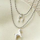 Lucky Horse & Horseshoe 2Pcs Cord Necklace Set | Meaningful Stackable Choker - floysun