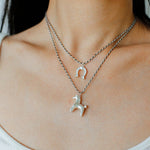 Lucky Horse & Horseshoe 2Pcs Cord Necklace Set | Meaningful Stackable Choker - floysun