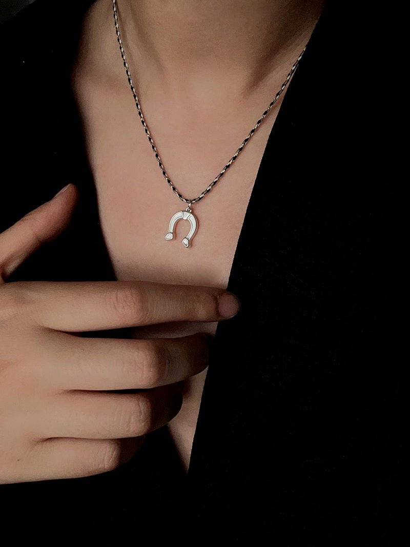 Lucky Horse & Horseshoe 2Pcs Cord Necklace Set | Meaningful Stackable Choker - floysun