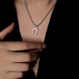 Lucky Horse & Horseshoe 2Pcs Cord Necklace Set | Meaningful Stackable Choker - floysun