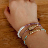 Lucky Little Fish Bracelet Turquoise Beads or Pink Cord - floysun