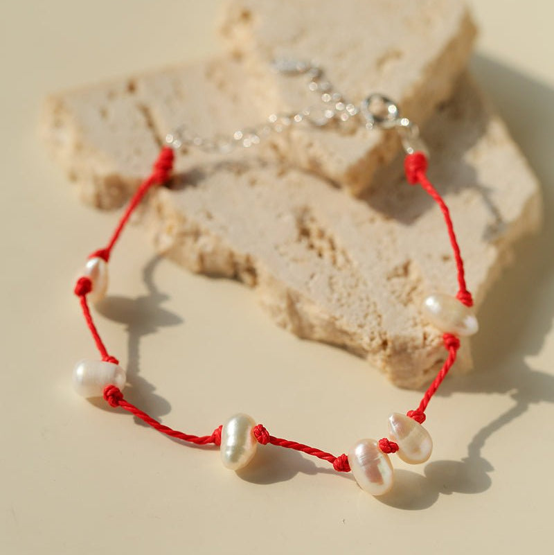 Lucky Red Bracelet | Pearl Cord & Pearl Agate Styles - floysun