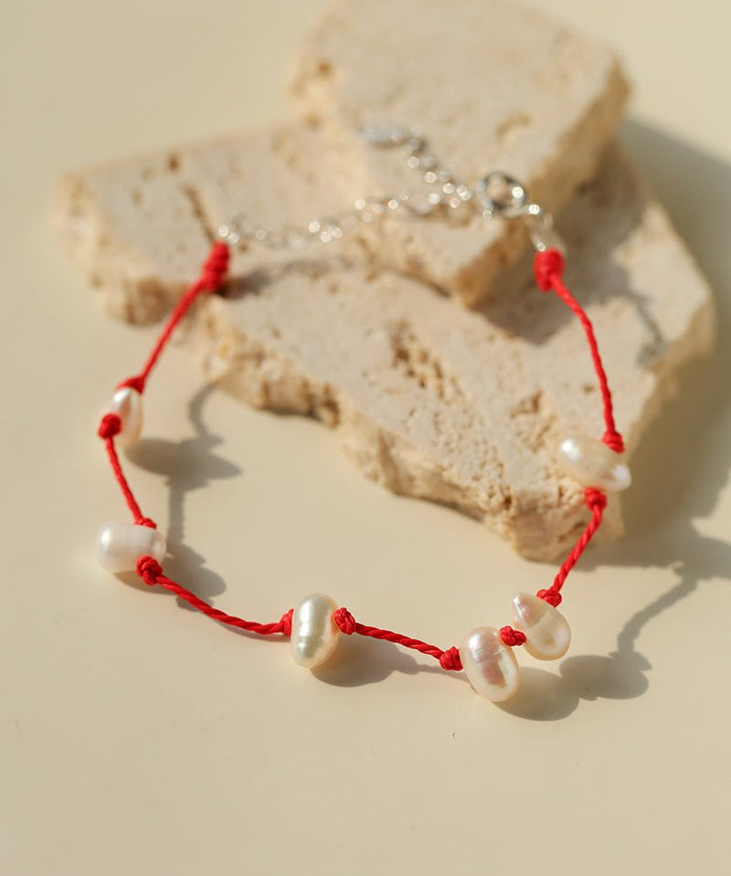 Lucky Red Bracelet | Pearl Cord & Pearl Agate Styles - floysun