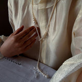 Lumina Y - Shape Freshwater Pearl Lariat Necklace - floysun