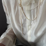 Lumina Y - Shape Freshwater Pearl Lariat Necklace - floysun