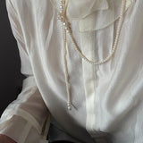 Lumina Y - Shape Freshwater Pearl Lariat Necklace - floysun