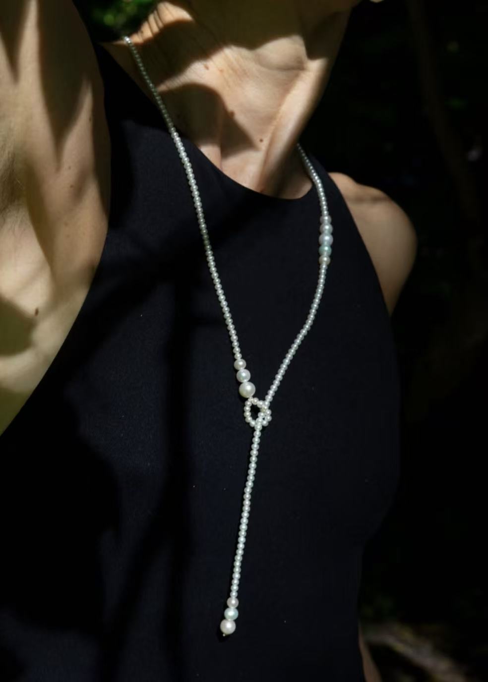 Lumina Y - Shape Freshwater Pearl Lariat Necklace - floysun