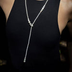 Lumina Y - Shape Freshwater Pearl Lariat Necklace - floysun