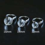 Luminous Clear Quartz Orb Statement Ring - Handcrafted Silver Plated Brass Minimalist Adjustable Ring - floysun