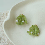 Luminous Peridot & Pearl Drop Earrings | Natural Gemstone Fringe Earrings - floysun