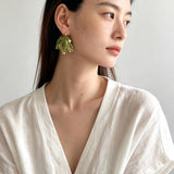Luminous Peridot & Pearl Drop Earrings | Natural Gemstone Fringe Earrings - floysun