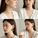 Luminous Peridot & Pearl Drop Earrings | Natural Gemstone Fringe Earrings - floysun