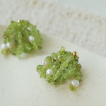 Luminous Peridot & Pearl Drop Earrings | Natural Gemstone Fringe Earrings - floysun