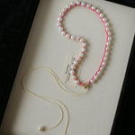 Luminous Star Adjustable Cord Pearl Necklace - Hand - Woven Floating Freshwater Pearl Choker - floysun