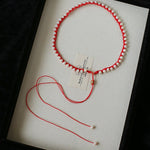 Luminous Star Adjustable Cord Pearl Necklace - Hand - Woven Floating Freshwater Pearl Choker - floysun