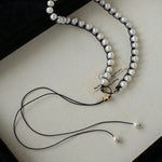 Luminous Star Adjustable Cord Pearl Necklace - Hand - Woven Floating Freshwater Pearl Choker - floysun
