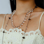 Lunar Drift – White Quartz & Smoky Quartz Open - Ended Tassel Necklace - floysun
