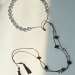 Lunar Drift – White Quartz & Smoky Quartz Open - Ended Tassel Necklace - floysun