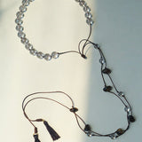 Lunar Drift – White Quartz & Smoky Quartz Open - Ended Tassel Necklace - floysun