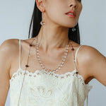 Lunar Drift – White Quartz & Smoky Quartz Open - Ended Tassel Necklace - floysun