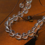 Lunar Drift – White Quartz & Smoky Quartz Open - Ended Tassel Necklace - floysun