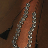 Lunar Drift – White Quartz & Smoky Quartz Open - Ended Tassel Necklace - floysun