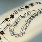 Lunar Drift – White Quartz & Smoky Quartz Open - Ended Tassel Necklace - floysun