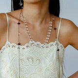 Lunar Drift – White Quartz & Smoky Quartz Open - Ended Tassel Necklace - floysun