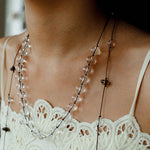 Lunar Drift – White Quartz & Smoky Quartz Open - Ended Tassel Necklace - floysun