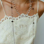 Lunar Drift – White Quartz & Smoky Quartz Open - Ended Tassel Necklace - floysun