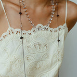 Lunar Drift – White Quartz & Smoky Quartz Open - Ended Tassel Necklace - floysun