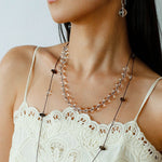 Lunar Drift – White Quartz & Smoky Quartz Open - Ended Tassel Necklace - floysun