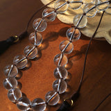Lunar Drift – White Quartz & Smoky Quartz Open - Ended Tassel Necklace - floysun