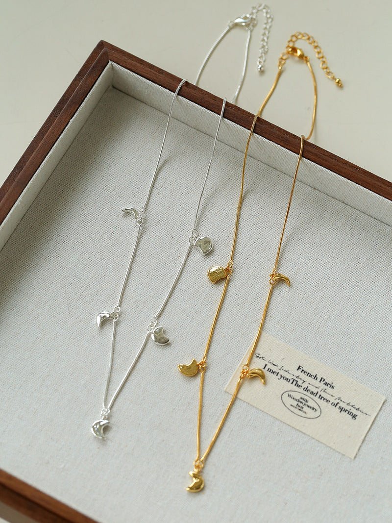 Lunar Eclipse Snake Chain Necklace Moon Phases Pendant - floysun